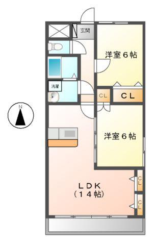 マイタウン松阪(2LDK/1階)の間取り写真