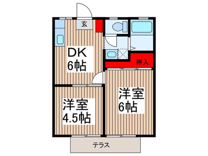 小岩井ハイツ(2DK/1階)の間取り写真