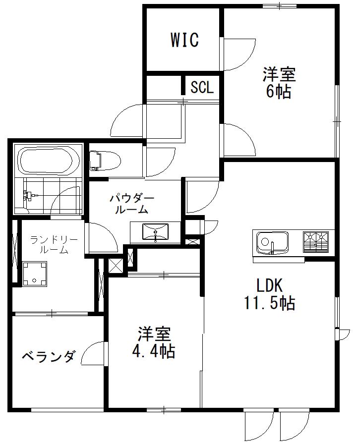 ソルナシエンテ(2LDK/2階)の間取り写真