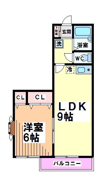 シャトル松原(1LDK/2階)の間取り写真