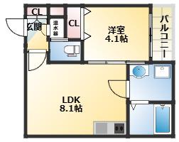 ローズガーデン矢田(1LDK/2階)の間取り写真
