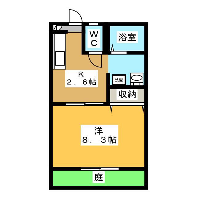 サウスウェーブ十二番館(1K/1階)の間取り写真