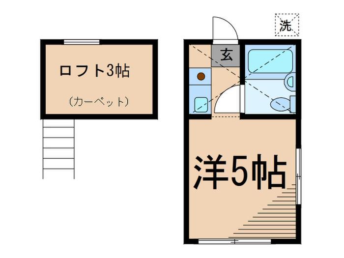 カルタス21駒沢(ワンルーム/2階)の間取り写真