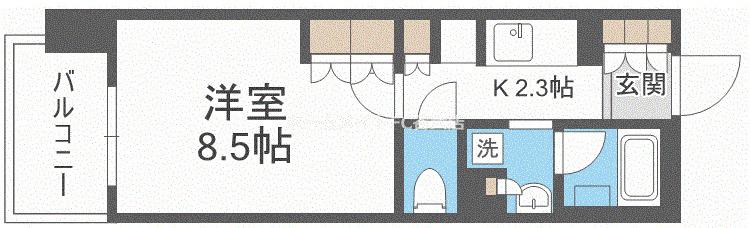 パークアクシス大阪新町(1K/7階)の間取り写真
