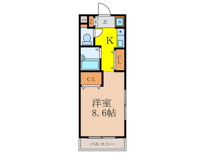 グランベル昭和(1K/3階)の間取り写真