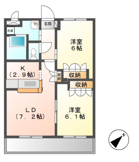 ローズマリー M(2LDK/2階)の間取り写真