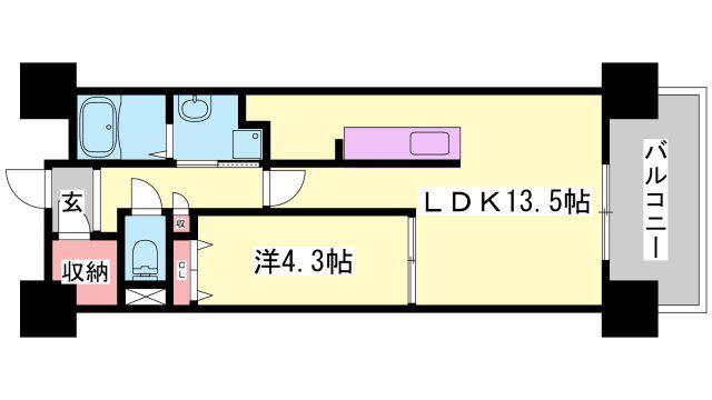 THE MUSE駅南(1LDK/4階)の間取り写真