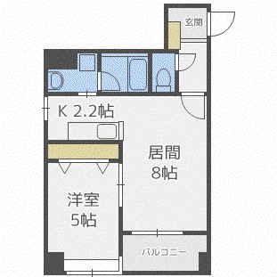 クラージュ南円山(1LDK/4階)の間取り写真