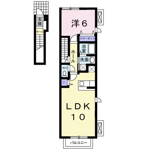 ハイツコンチェルトB(1LDK/2階)の間取り写真