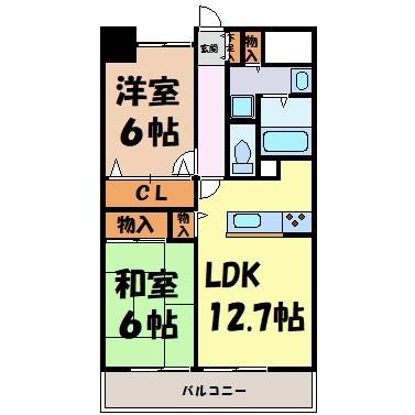 LA DOUCEUR山王(2LDK/6階)の間取り写真