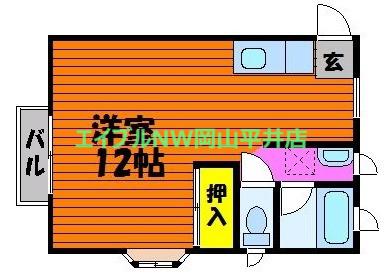メゾンベルビュー(ワンルーム/2階)の間取り写真