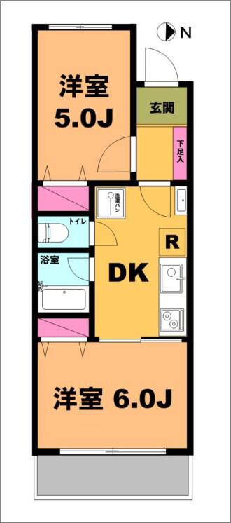月村マンションNO.3(2DK/3階)の間取り写真