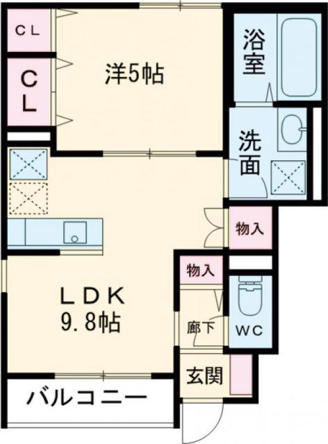 アムール東福生(1LDK/1階)の間取り写真