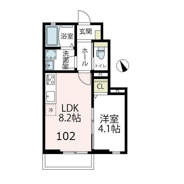 TETO-LATTE I(1LDK/1階)の間取り写真