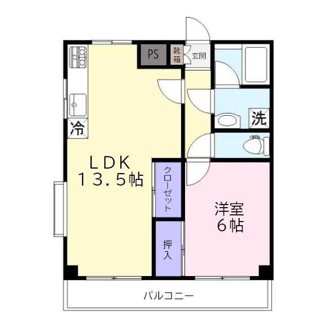 ロイヤルパレスふじみ野(1LDK/1階)の間取り写真