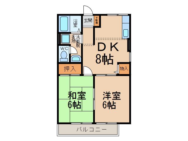 マルベリー(2DK/1階)の間取り写真