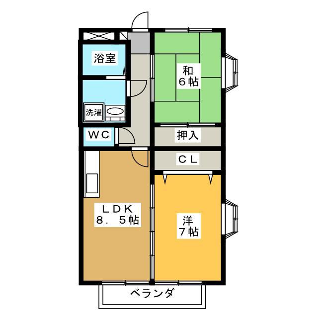 ハッピーハイツ(2LDK/1階)の間取り写真