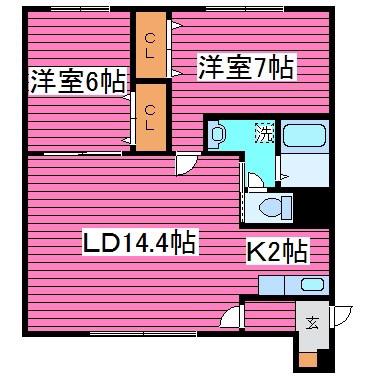 パームコート37(2LDK/1階)の間取り写真