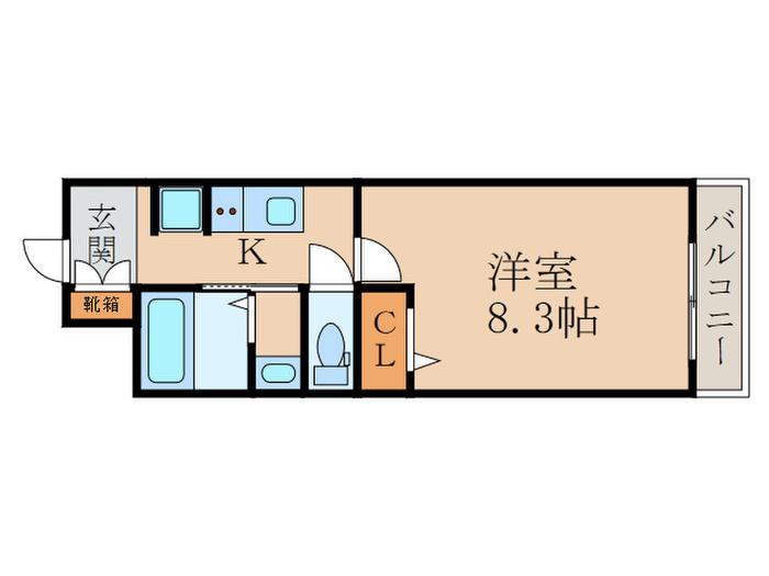 エーデルワイス宇治(1K/3階)の間取り写真