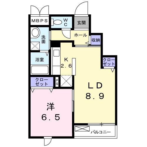 コロネーション御所見(1LDK/3階)の間取り写真
