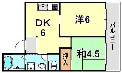 ハイツ菊水(2DK/7階)の間取り写真