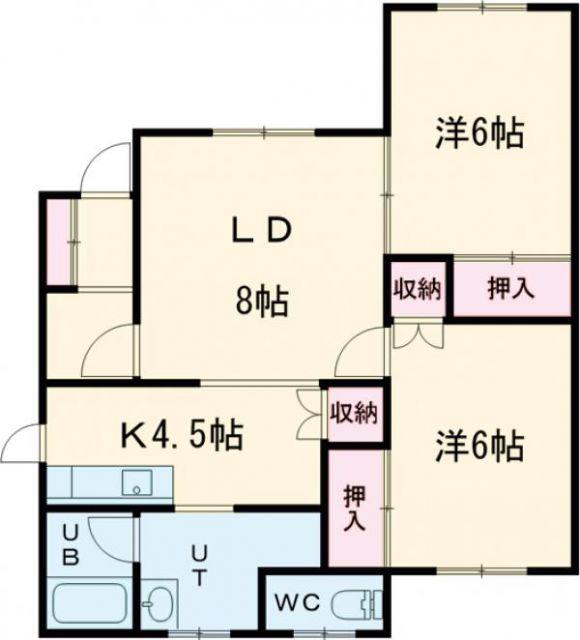 ジョイフルハウス(2LDK/1階)の間取り写真