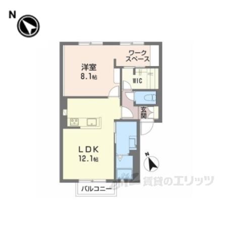 カサベルデE(1LDK/2階)の間取り写真
