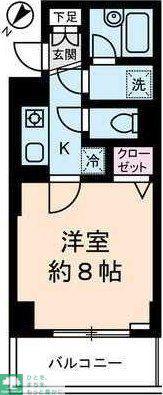 ソレイユ駒沢(1K/5階)の間取り写真
