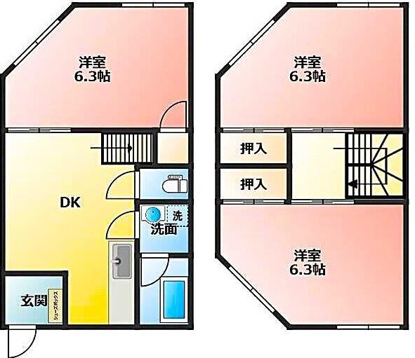 サンハルクS.K(3DK/1階)の間取り写真