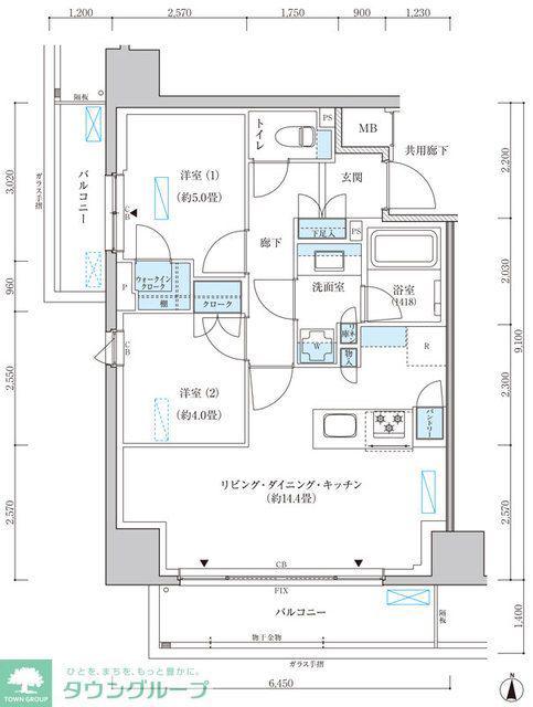 パークアクシス池袋イースト(2LDK/9階)の間取り写真