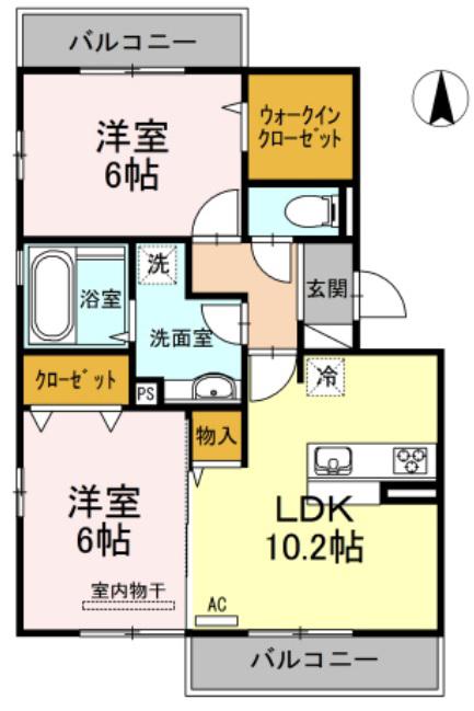 ウイングMISAWAXII(2LDK/3階)の間取り写真