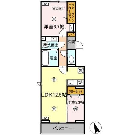 D-KISARIA WIII(2LDK/3階)の間取り写真