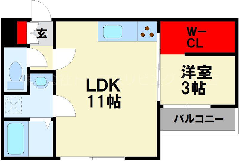TRIOVE飯塚バスターミナル前(1LDK/1階)の間取り写真