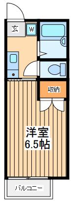 ハイツ向の岡(1K/2階)の間取り写真