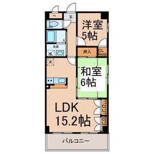 ホーエイ中根(2LDK/3階)の間取り写真