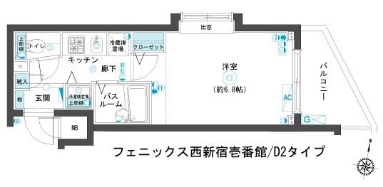 フェニックス西新宿壱番館(1K/3階)の間取り写真