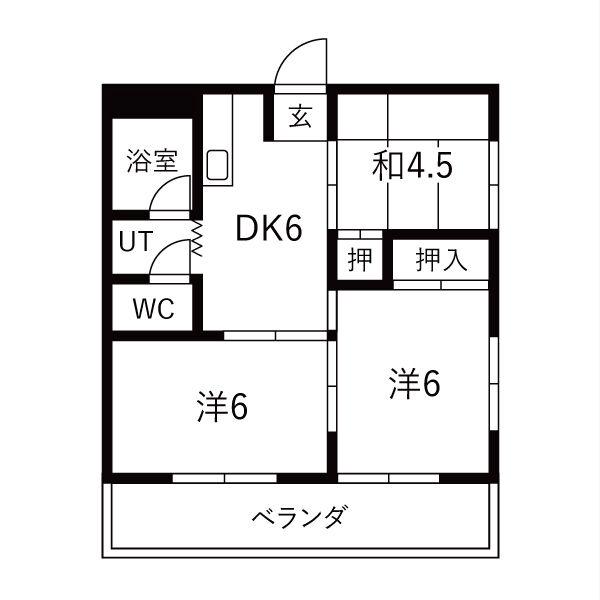 コーポ大晴(3DK/2階)の間取り写真