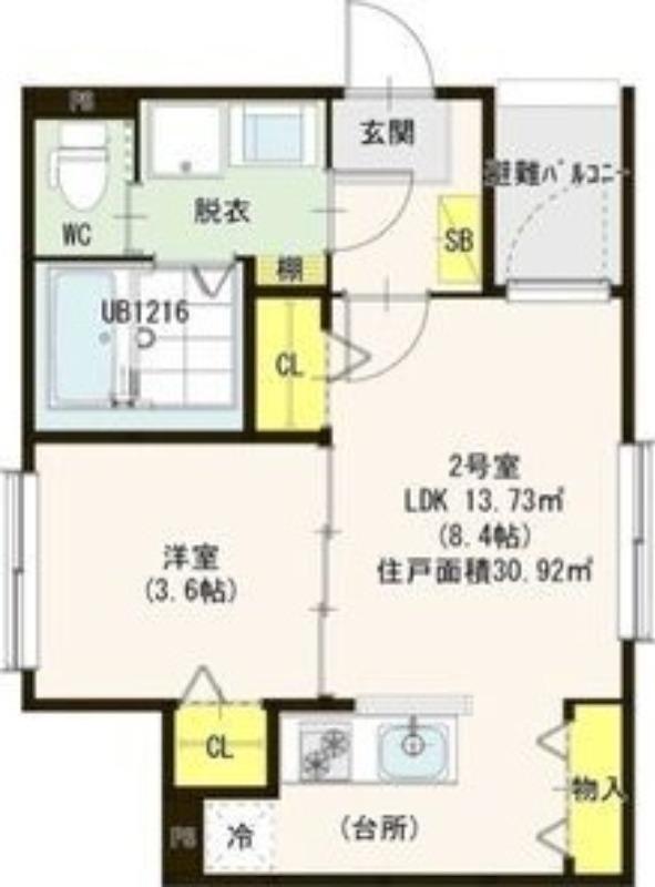WILLS II(1LDK/1階)の間取り写真