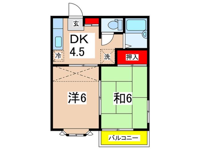 パールハイツ日吉(2DK/2階)の間取り写真