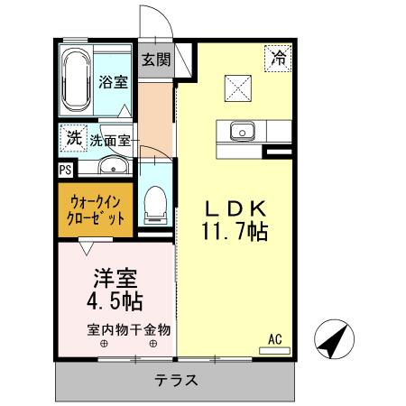 アネラ・ハレ(1LDK/1階)の間取り写真