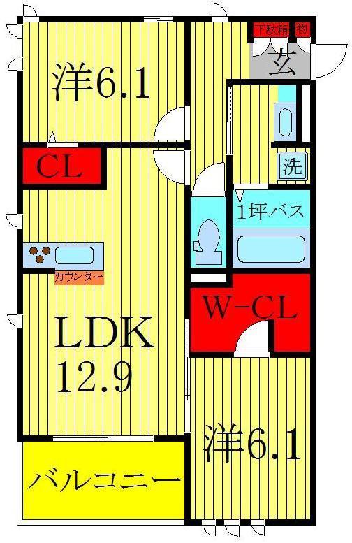 リシェス II(2LDK/3階)の間取り写真