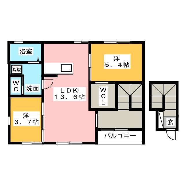 クレセオファインA(2LDK/2階)の間取り写真
