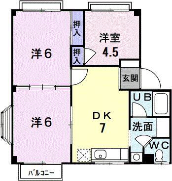 エナール大保B(3DK/2階)の間取り写真