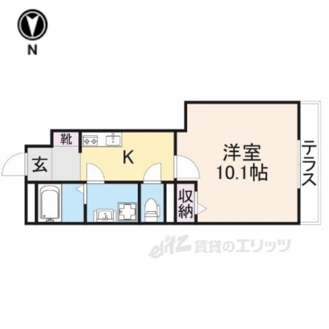 メゾンかきつばた(1K/1階)の間取り写真