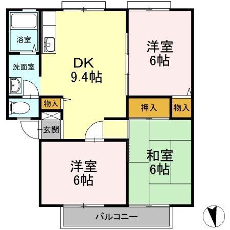 サンビレッジ児島 G棟(3DK/2階)の間取り写真