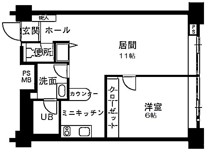 イーストコート2番街(1LDK/10階)の間取り写真