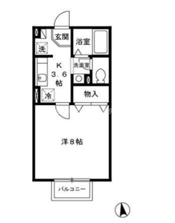 モナリエプライズ A棟(1K/2階)の間取り写真
