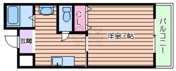 サンロイヤル文の里(1K/3階)の間取り写真