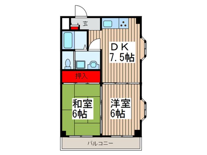 若葉ビル(2DK/3階)の間取り写真