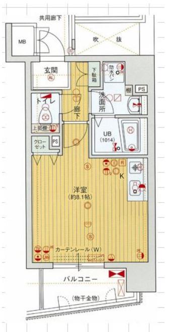 エイペックス松屋町ヴァンデュール(ワンルーム/3階)の間取り写真